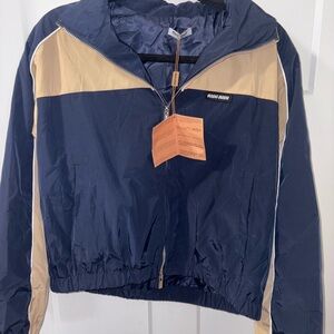 Miu Miu Blue and Beige Zip-Up Jacket